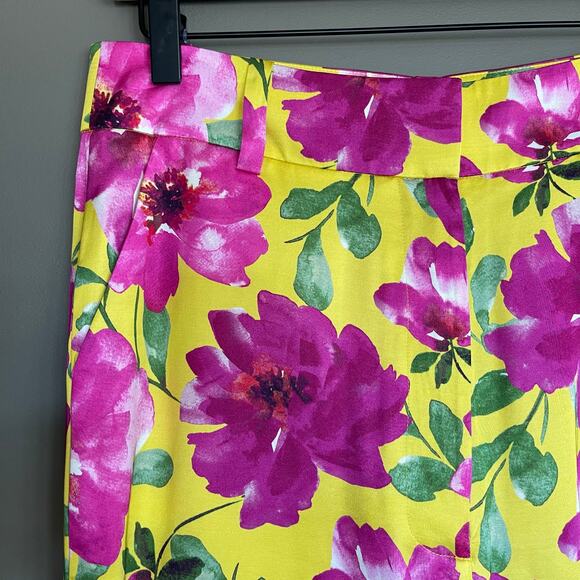 NWT Favorite Daughter Fiona Floral Satin Wide Leg Pants Sz 10 Yellow Pink Floral - Picture 8 of 16